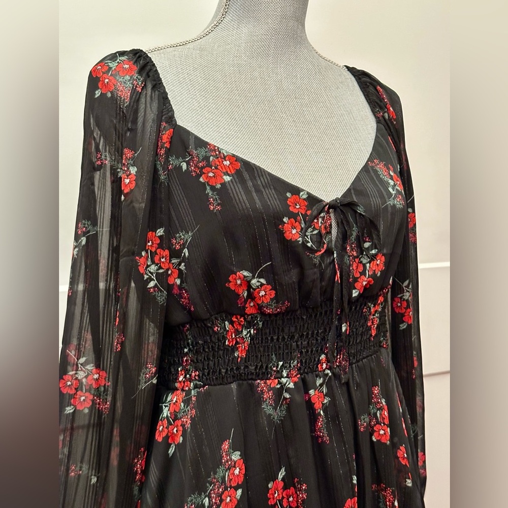 B Darlin Black and Red Floral Dress